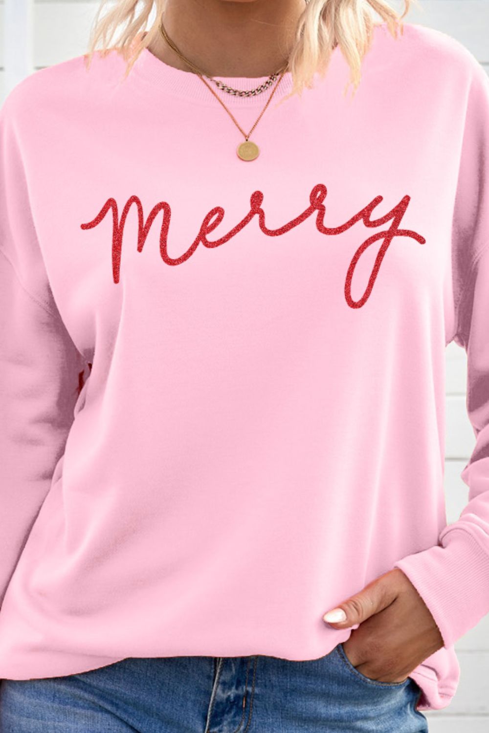 MERRY Graphic Drop Shoulder Sweatshirt-Jewearrings