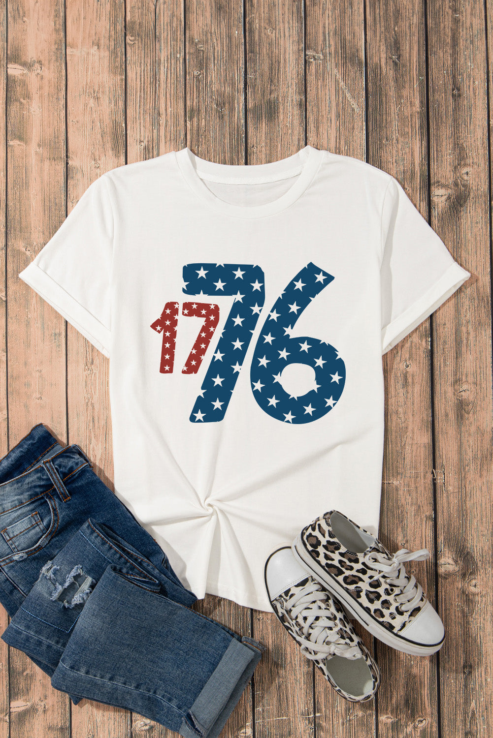 1776 Round Neck Short Sleeve T-Shirt-Jewearrings