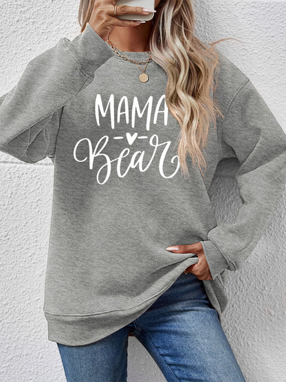 Letter Graphic Round Neck Long Sleeve Sweatshirt-Jewearrings