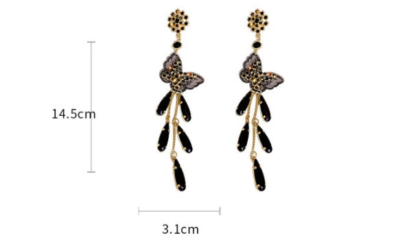 925 Silver Needle European And American Retro Bow Tassel Earrings-Jewearrings