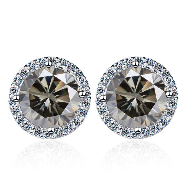 925 Sterling Silver Stud Earrings 1 Karat Moissanite-Jewearrings