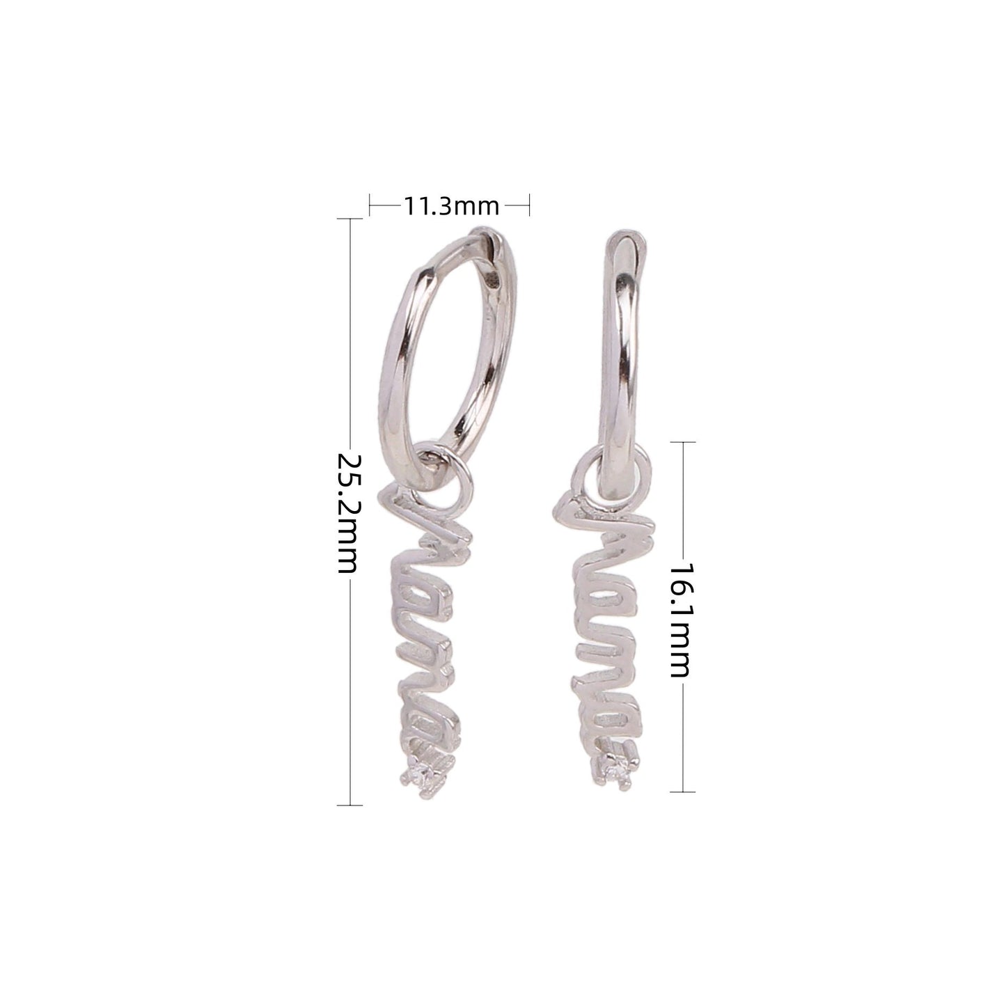 S925 Sterling Silver Fashion MAMA Letter All-match Earrings-Jewearrings