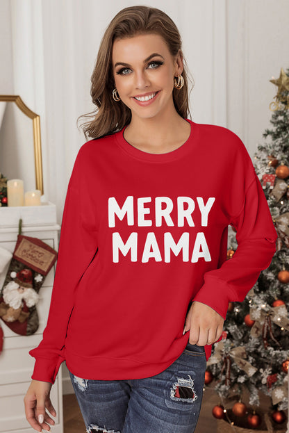 MERRY MAMA Graphic Round Neck Sweatshirt-Jewearrings