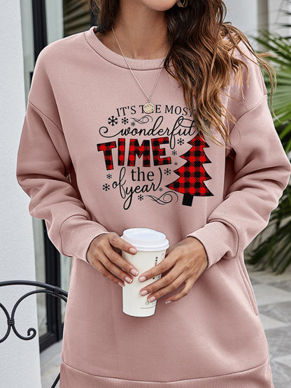 Christmas Tree Graphic Drop Shoulder Sweatshirt-Jewearrings