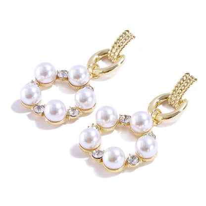 New Japan And South Korea Simple Pearl Earrings With Diamonds Retro-Jewearrings