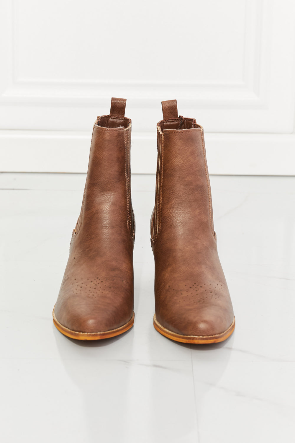 MMShoes Love the Journey Stacked Heel Chelsea Boot in Chestnut-Jewearrings