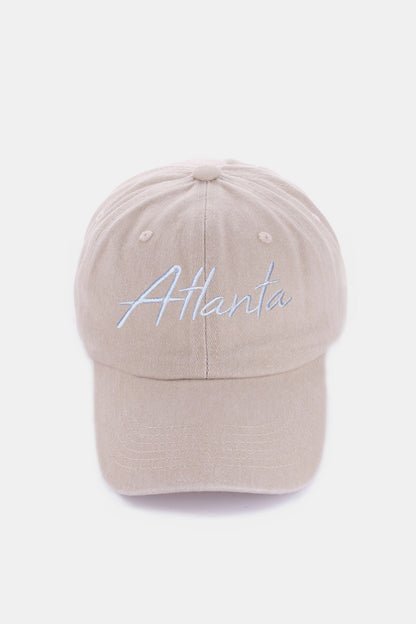 Zenana Washed ATLANTA Embroidered Baseball Cap-Jewearrings