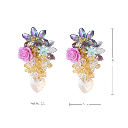 Dongdaemun Fantasy Super Fairy Crystal Stud Earrings Handmade Exquisite Color Girl Earrings Female-Jewearrings