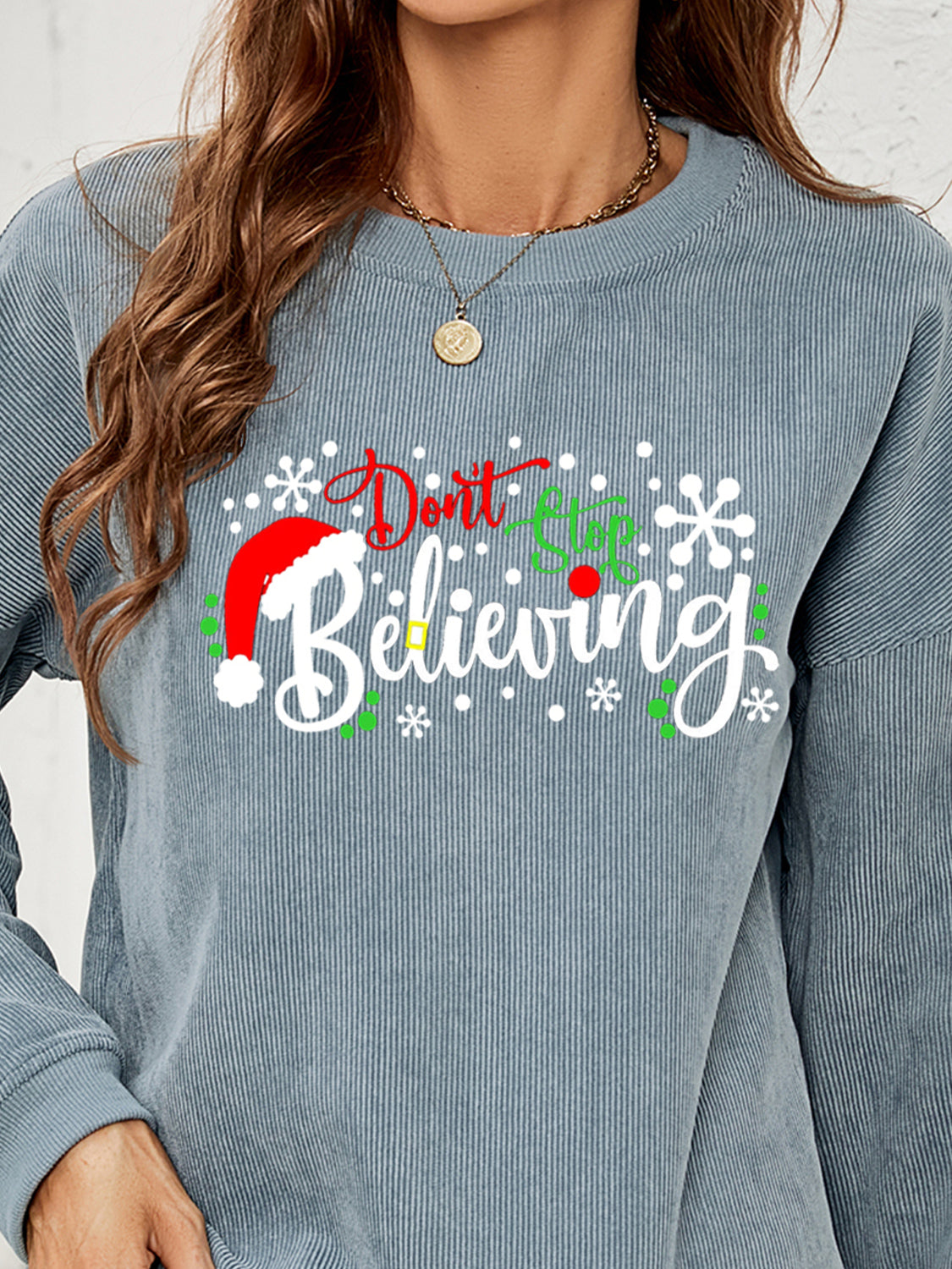 DON'T STOP BELIEVING Graphic Sweatshirt-Jewearrings