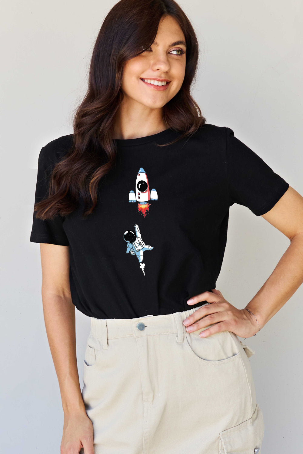 Simply Love Full Size Astronaut Graphic Cotton T-Shirt-Jewearrings