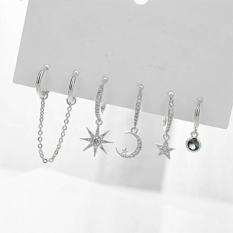 Moon Star Set Ear Clip Earrings-Jewearrings