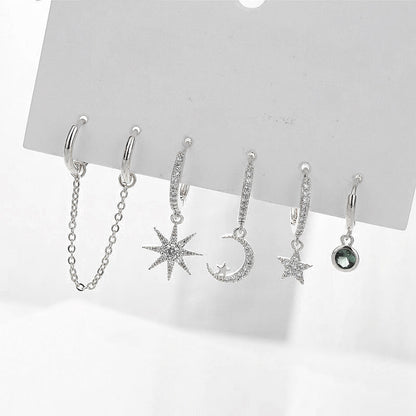 Moon Star Set Ear Clip Earrings-Jewearrings