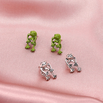 Frog Earrings Simple Metal Earrings-Jewearrings