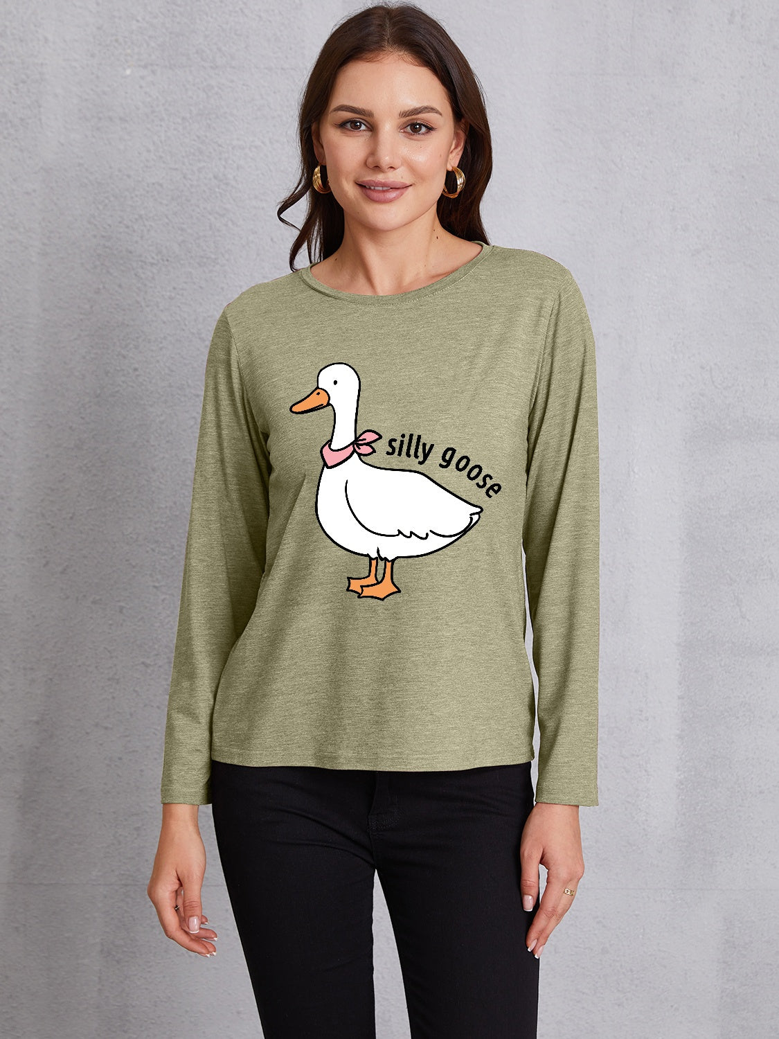 Goose Graphic Round Neck Long Sleeve T-Shirt-Jewearrings