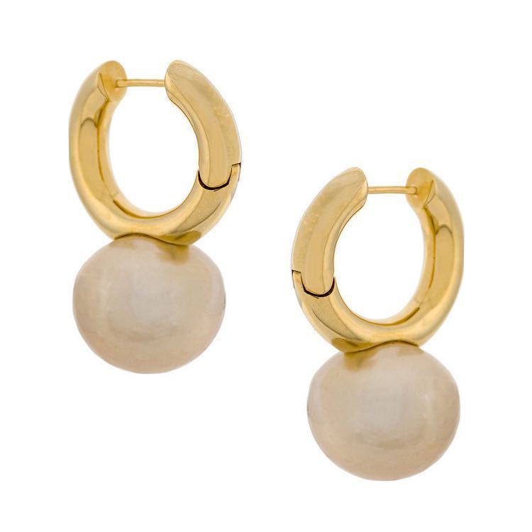 Pearl Earrings Round Face European And American Brass 18K-Jewearrings