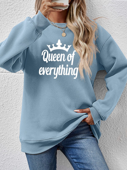 QUEEN OF EVERYTHING Round Neck Sweatshirt-Jewearrings