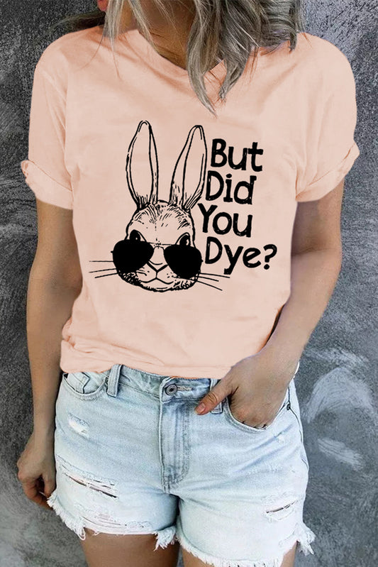 Easter Rabbit Graphic Round Neck Tee Shirt-Jewearrings