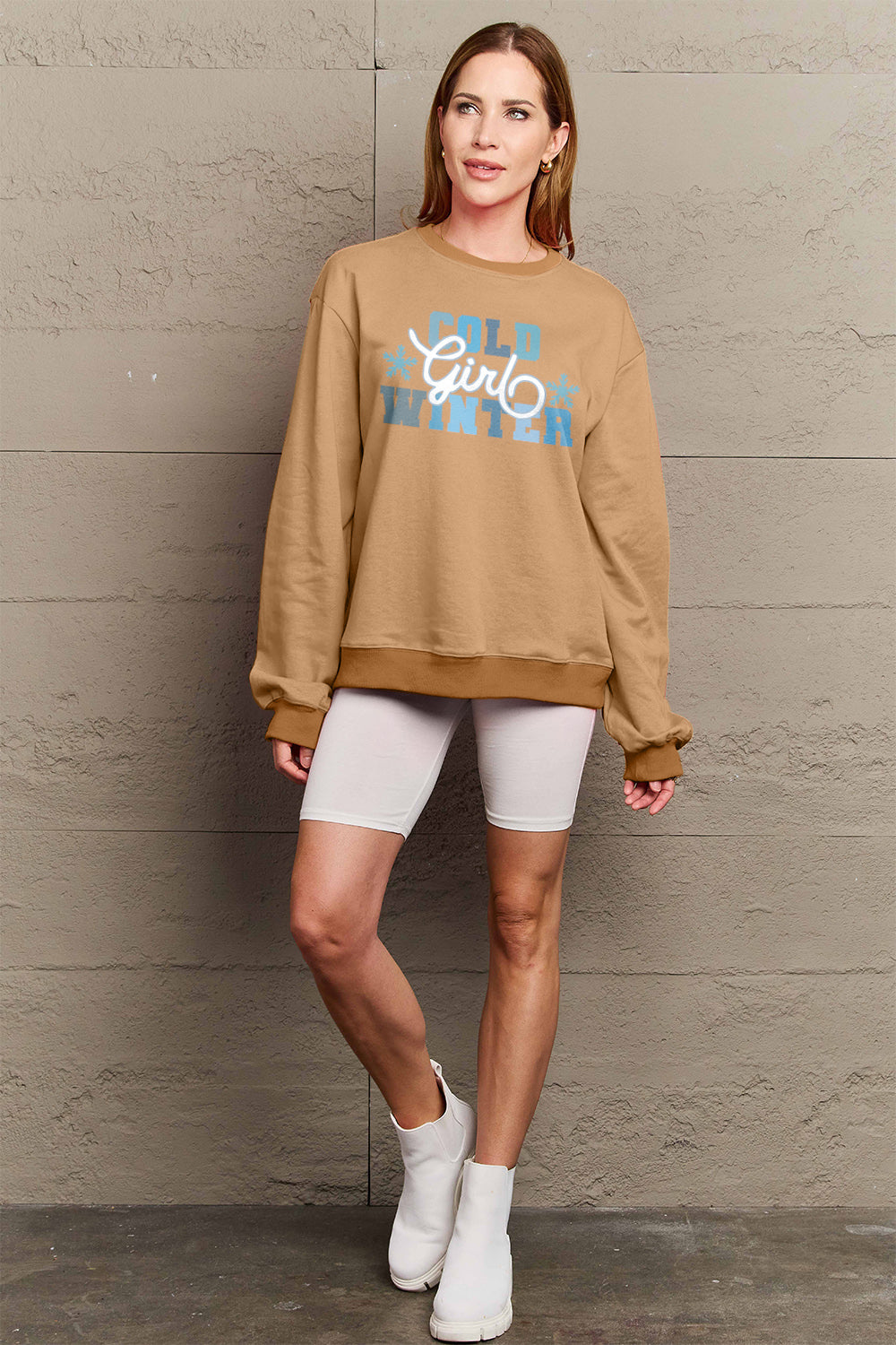 Simply Love Full Size COLD WINTER Graphic Long Sleeve Sweatshirt-Jewearrings