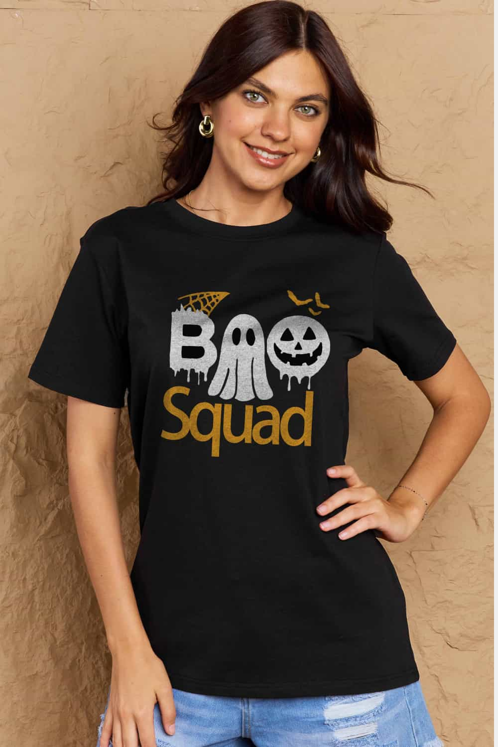 Simply Love Full Size BOO SQUAD Graphic Cotton T-Shirt-Jewearrings