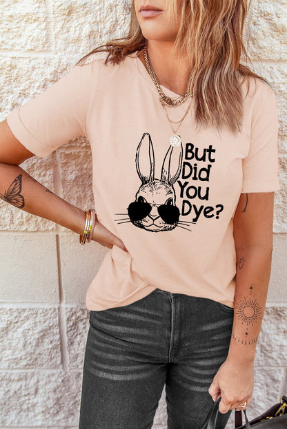 Easter Rabbit Graphic Round Neck Tee Shirt-Jewearrings