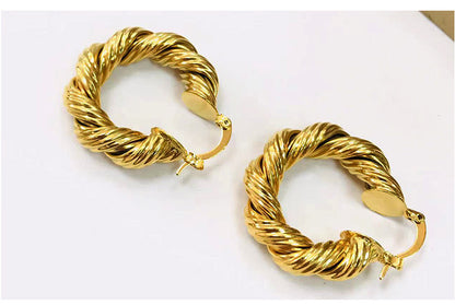 Super Twist Exaggerated Hollow Earrings 18K Gold Earrings Ear Clip-Jewearrings