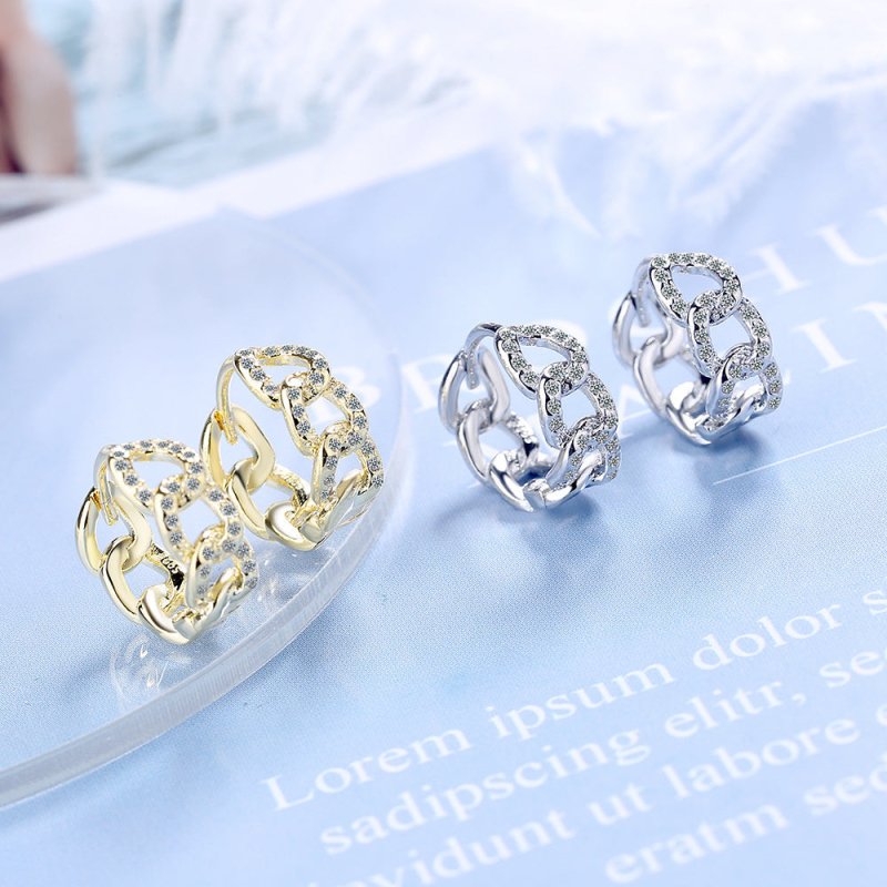 Ear Clip Personality Hollow Out Zircon Inlaid Diamond Fashion Earrings Ear Clips-Jewearrings