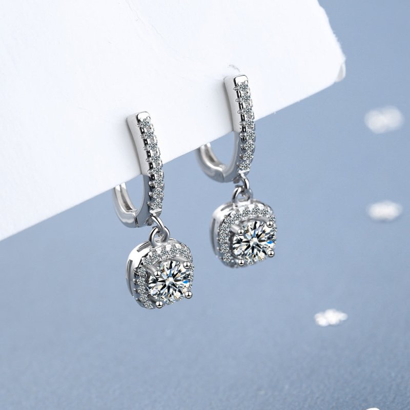 Ear Clip Women's Diamond Inlaid Short Hollow Zircon Earrings-Jewearrings