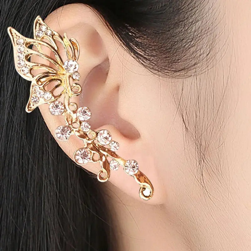 Ear Cuff Butterfly Diamond - Unique Unilateral Design-Jewearrings