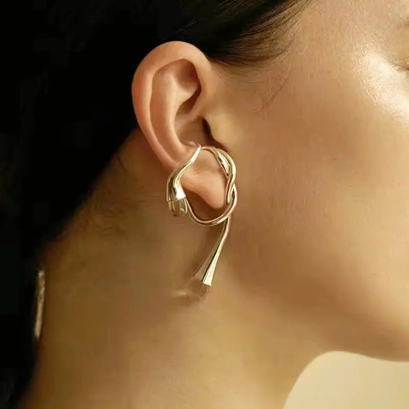 Ear Cuff Gold Ear Hanging Clip-Jewearrings