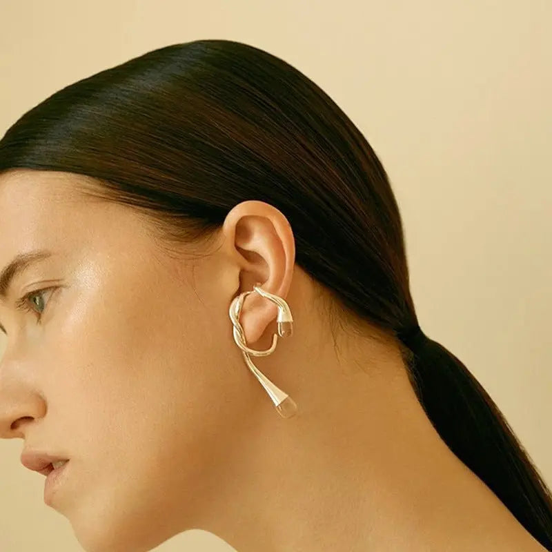 Ear Cuff Gold Ear Hanging Clip-Jewearrings