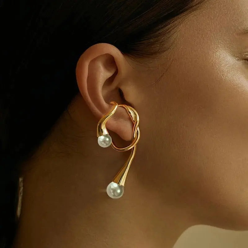 Ear Cuff Gold Ear Hanging Clip-Jewearrings