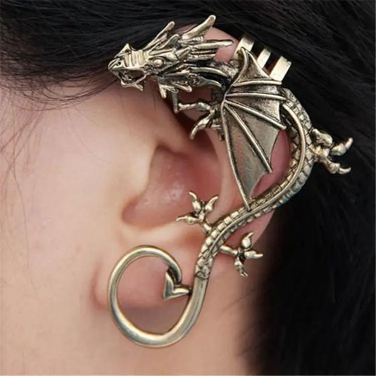 Ear Cuff Mystical Dragon Long Ear-Jewearrings