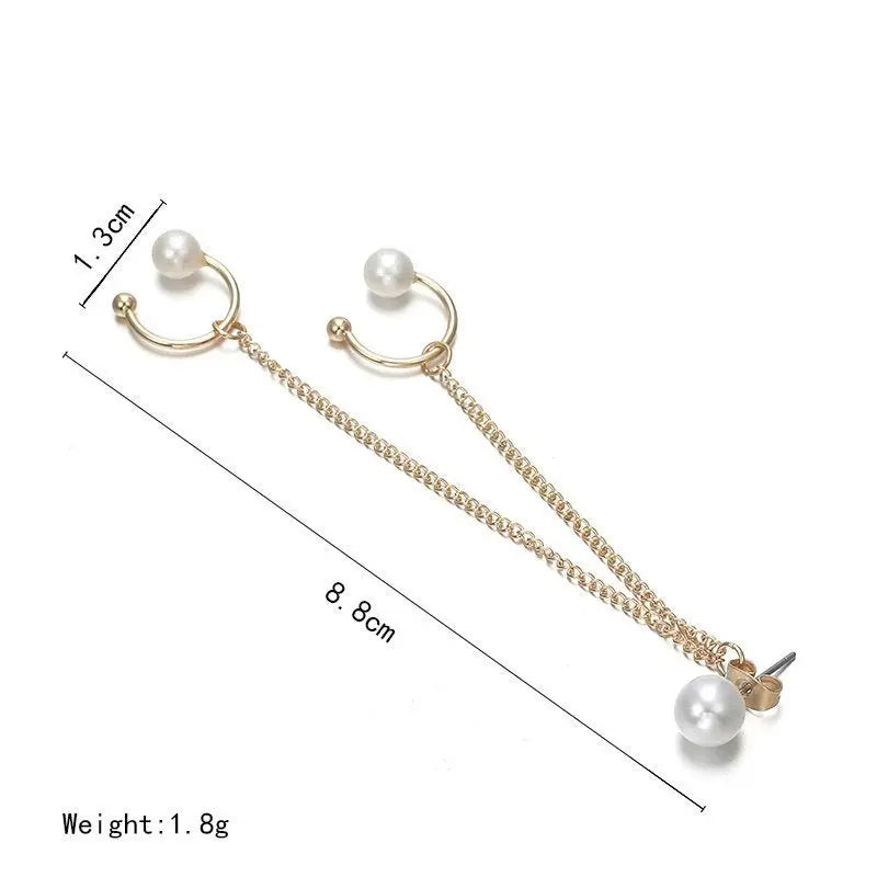 Ear Cuff Pearl Chain Ear Clip-Jewearrings