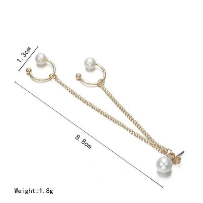 Ear Cuff Pearl Chain Ear Clip-Jewearrings