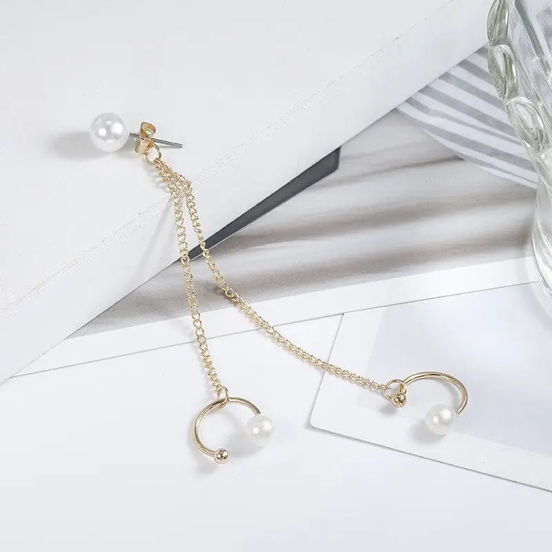 Ear Cuff Pearl Chain Ear Clip-Jewearrings