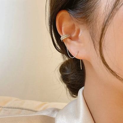 Ear Cuff Pearl Stud Earrings-Jewearrings