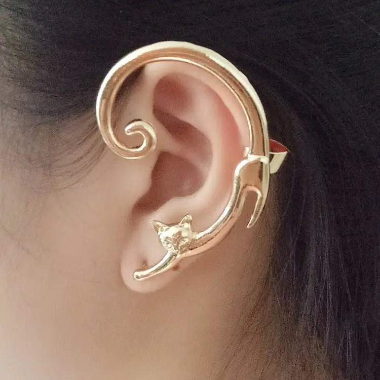 Ear Cuff Punk Style Cat Post Earring-Jewearrings