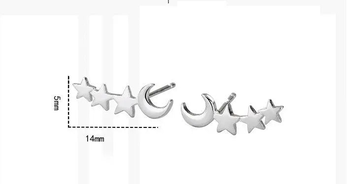 Ear Studs Star And Moon Ear Cuff-Jewearrings