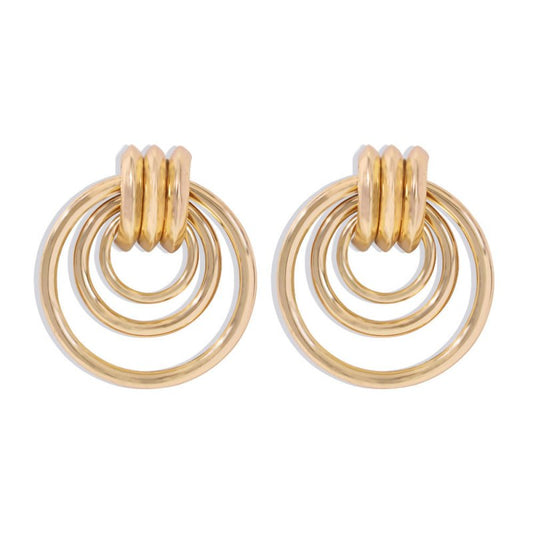 Earring Jewelry Gold Multi-layer Metal Irregular Earrings-Jewearrings