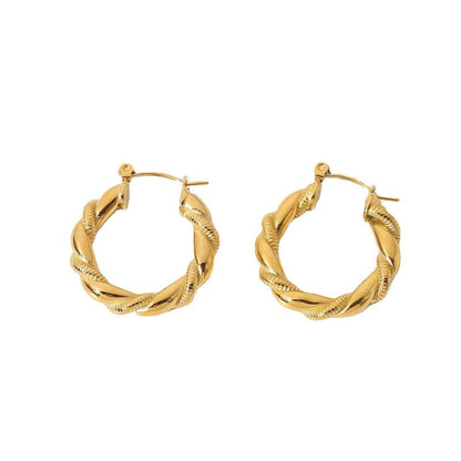 Earrings 18K Gold Plated Stainless Steel Bread Pattern-Jewearrings