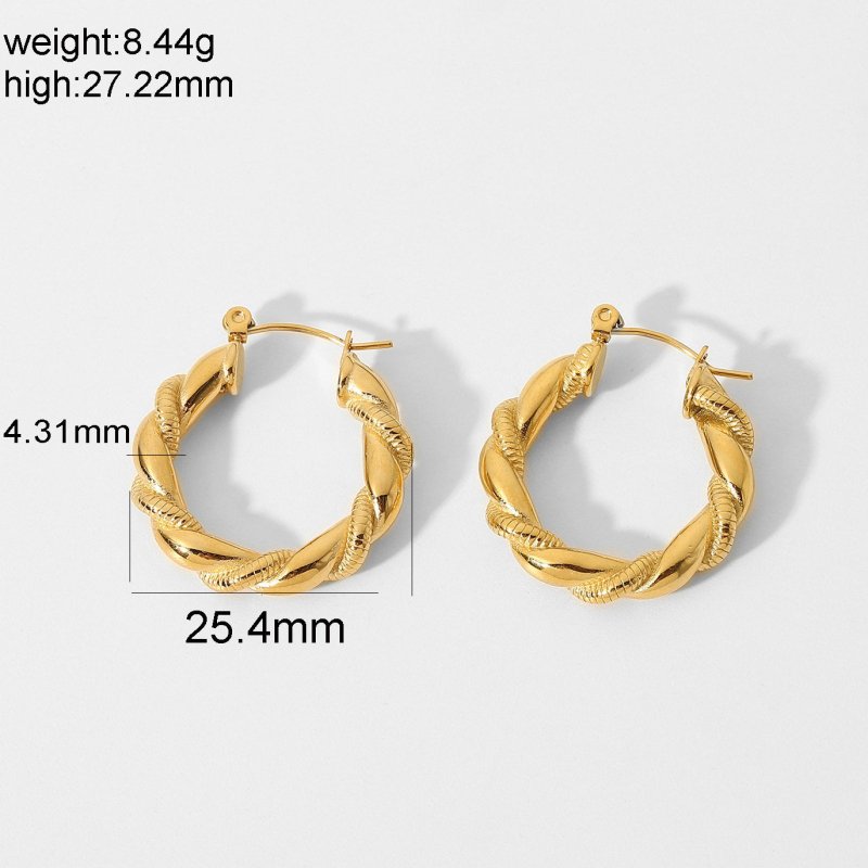 Earrings 18K Gold Plated Stainless Steel Bread Pattern-Jewearrings