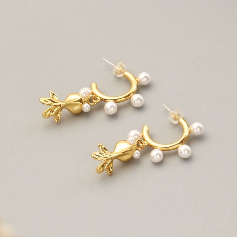 Earrings 925 Tremella Needle Goldfish Pearl Shape-Jewearrings