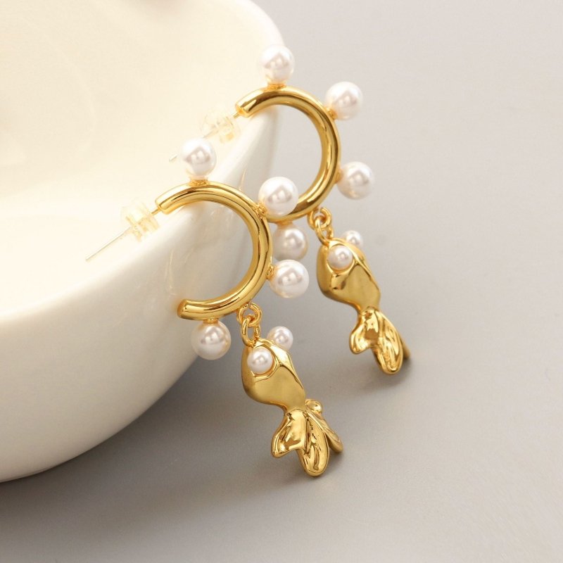 Earrings 925 Tremella Needle Goldfish Pearl Shape-Jewearrings