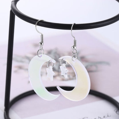 Earrings Acrylic Colorful Transparent Symphony Stars Moon Earrings-Jewearrings