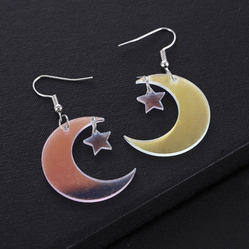 Earrings Acrylic Colorful Transparent Symphony Stars Moon Earrings-Jewearrings