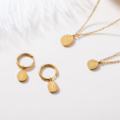 Earrings And Necklace Set 18K Gold Fashion Simple-Jewearrings