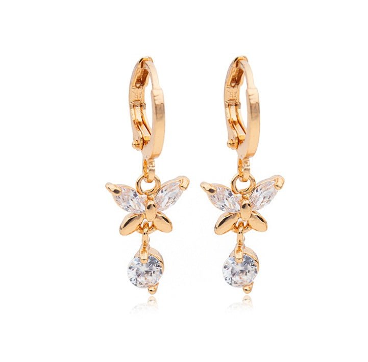 Earrings butterfly gold crystal women-Jewearrings