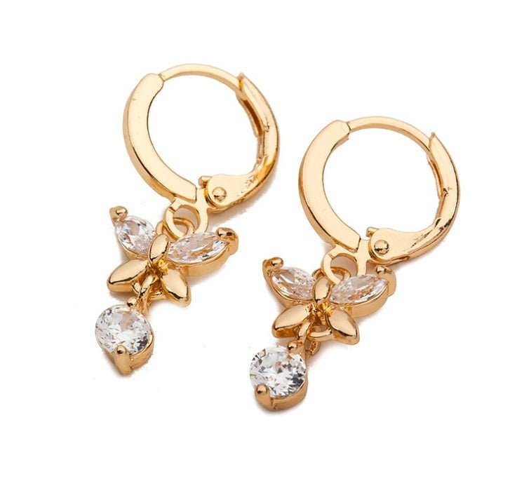 Earrings butterfly gold crystal women-Jewearrings