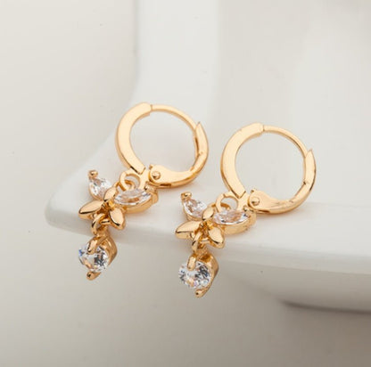 Earrings butterfly gold crystal women-Jewearrings