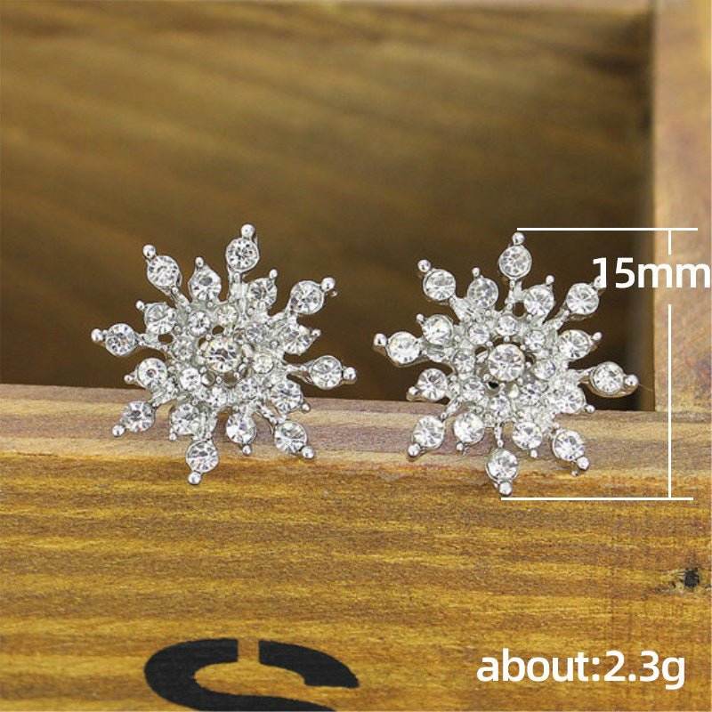 Earrings Fashion Simple Diamond Snowflake Stud-Jewearrings